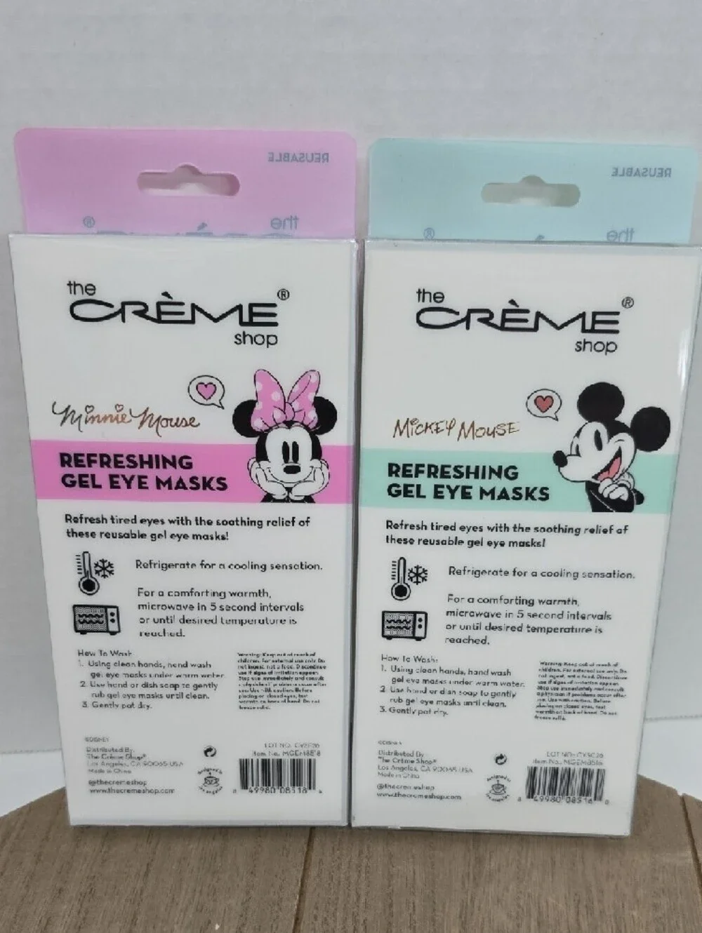 Disney Minnie & Mickey Glitter Gel Hot Or Cold Eye Masks Pink & Gold NWT
